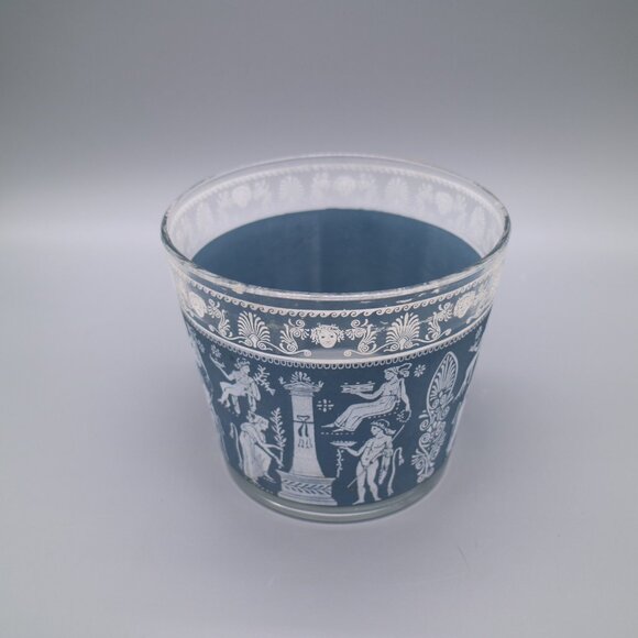 Jeanette Glass Wedgwood Style Grecian Blue Hellenic Glass Ice Bucket - Picture 6 of 6